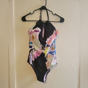 Trina Turk Seychelles High Neck Halter Scoop Back One Piece Swimsuit 6